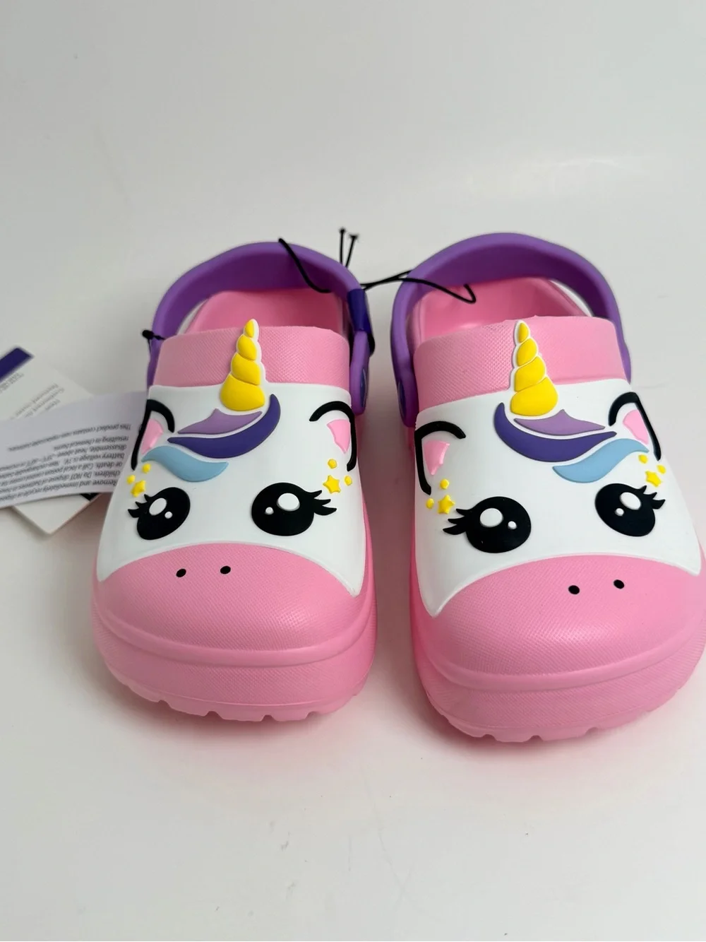 Kids Unicorn Clog Sandals in Pink with Purple Strap lights up